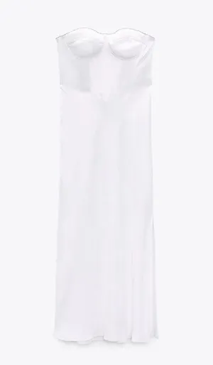 ZARA Dress Midi wedding bridal shower party coctail satin rhinestone thumbnail 8