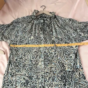 OPT Boho‎ Paisley Print Long Sleeve Tiered Midi Dress Peasant Prairie Ruffle M thumbnail 13