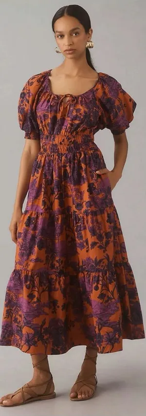 Anthropologie The Somerset Maxi Dress: Puff-Sleeve Edition Size Medium Floral thumbnail 1