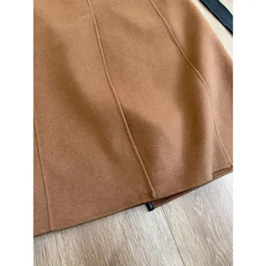 Tahari Wool Blend Faux Leather Trim Belted Coat Caramel Size Medium thumbnail 15