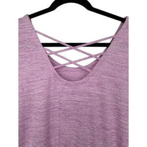 Talbots Soft Drape Jersey Maxi Dress‎ Heathered Lavender Lattice Back Size Large thumbnail 5