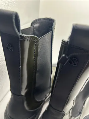 Scotch & Soda olive green leather and black combat boots Connie size 7.5 US moto thumbnail 6