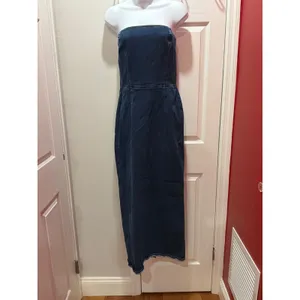 Reformation Eugenia Denim Midi Dress Women‎ Dark Blue Strapless 10 thumbnail 3