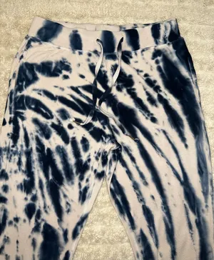 Young, Fabulous & Broke athleisure teal/cream tie-dyed joggers Size Large thumbnail 2