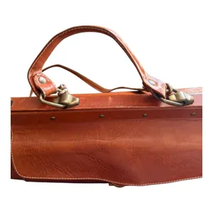 Vintage Brown Leather Frame Satchel Doctor Bag Braided Work Tote Shoulder Bag thumbnail 10