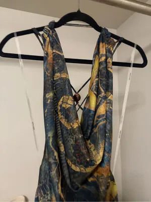 Jaded London revolve going out strappy black printed plunge dress size US 10 NWT thumbnail 6