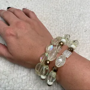 White Fox Clear Rainbow Elastic Beaded Bracelets - Set of 3 thumbnail 2