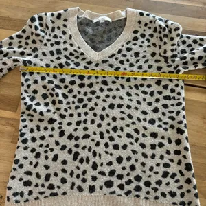 Loft Cream & Black Animal Print Wool Blend Sweater M thumbnail 3