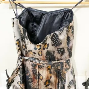Forever New Briella Silk Strapless Hanky Hem Animal Feather Print Dress Size 8 thumbnail 11