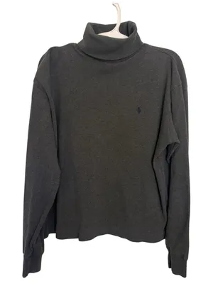 Vtg 90s Polo Sport Ralph Lauren Dark Gray Turtleneck Pony Logo L Preppy thumbnail 1
