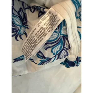 BoBo Bourgeois Boheme Blue Floral Embroidered Puff Sleeve Top Size 38 V-Neck thumbnail 6