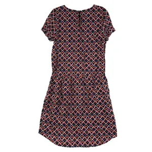 Caslon M Colorful 100% Linen Hi-Lo Shift Dress Navy Mod Geometric Print Summer thumbnail 3
