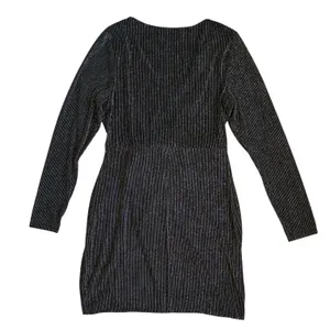 ROW-A‎ Metallic Pinstripe Faux Wrap Mini Dress Black Gold XXL Party Cocktail thumbnail 3