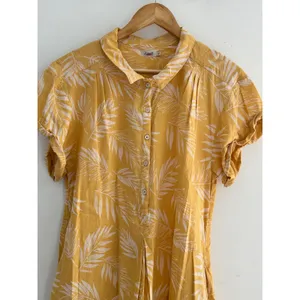 Faherty Hana Dress Palm Leaf Gold Mini Dress Linen Blend Large thumbnail 2