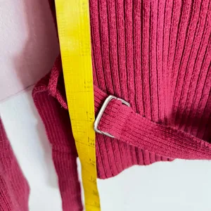 J.Crew Pink Ribbed Sweater Buckle Belt Soft Classic Preppy Coquette‎ Medium thumbnail 4