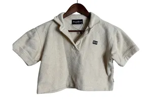 Rowling Blazers Cropped Terry Cloth Polo Cream Womans XS thumbnail 1