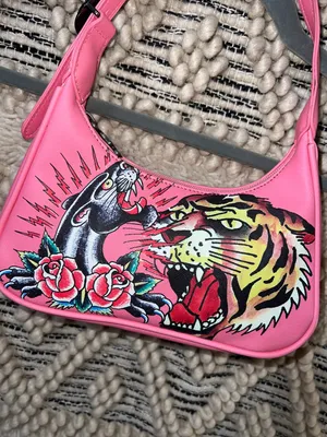 Ed Hardy x Siberia Hills Y2K Pink Purse Shoulder Bag Tiger thumbnail 4