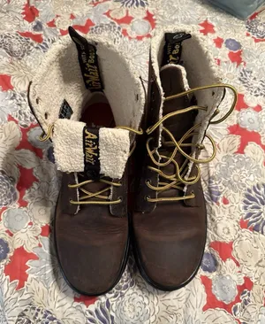 Dr Martens womens combs fold down boots leather combat Fleece lined brown UK 6 thumbnail 1