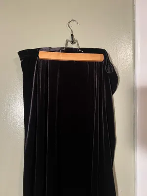 Notations Women's Size XL Velvet Midi Skirt Black A-Line Flounce Pull On Stretch thumbnail 5