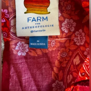 FARM Rio 100% Cotton Vibrant Red and Orange Long Sleeve Dress Size Medium thumbnail 14