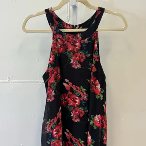 Betsey Johnson Black Floral Sleeveless Halter Mini Flowy‎ Romantic Dress Sz 10 thumbnail 3
