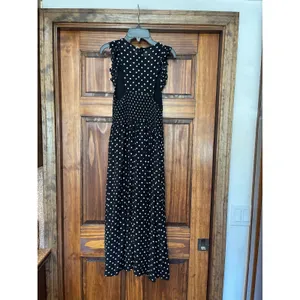 Paper Crane polkadot smocked sleeveless midi dress size medium thumbnail 6
