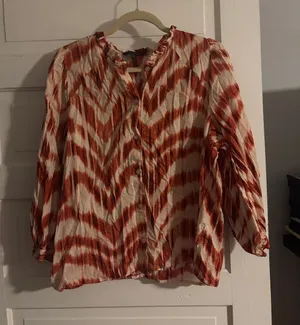 Banana Republic Womens Rust & Cream Patterned Button-Front Blouse thumbnail 1