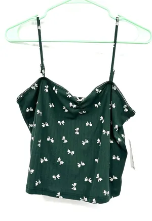 Altar'd State Size XL New with Tags Green Tank Top Spaghetti Strap Bow‎ Print thumbnail 1