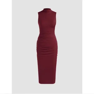 Cider High Neck Ruched and Ribbed Midi Dress thumbnail 1