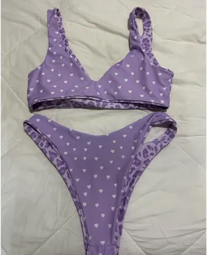 Zaful NWOT Reversible Pink Heart Leopard Print Swimsuit Set thumbnail 11