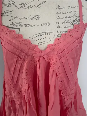 Altar'd State -Large- Coral Pink Eyelet Spaghetti-Strap Camisole thumbnail 4