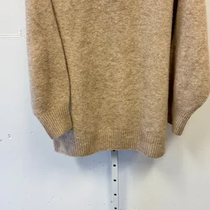 Mango MNG Women's Oversized Knit Polo Sweater Tan Marl Button Neck Large‎ thumbnail 6