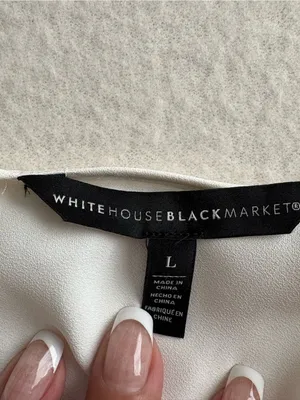 White House Black Market White V-Neck Short Sleeve Blouse thumbnail 4
