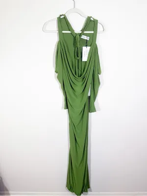 NWT Club L London Hurghada Green Plunge Long Sleeve Maxi Dress Green Size 6 thumbnail 5