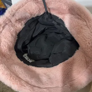 Bucket‎ Hat Lot womens pink furry Venice Beach & Tan reversible sherpa/leather thumbnail 6