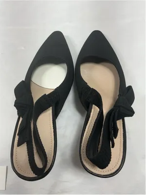 Womans New Coutgo Slingback Pumps Black 5 Kitten Heel Pointed Toe Bow Accent thumbnail 5