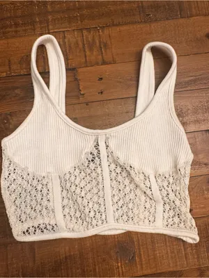 ZARA Lace-Panel Ribbed Crop thumbnail 2