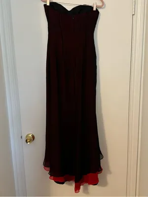 Vintage Cache Black Red Silk Strapless Tulip Hem Floral Beaded Accent Dress Sz10 thumbnail 11