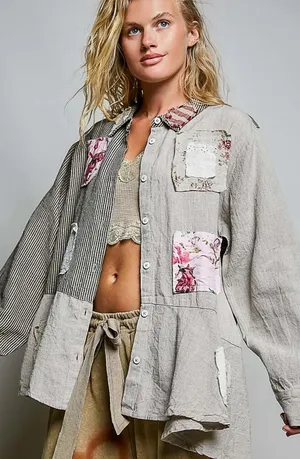 POL Patchwork Button Flannel thumbnail 1