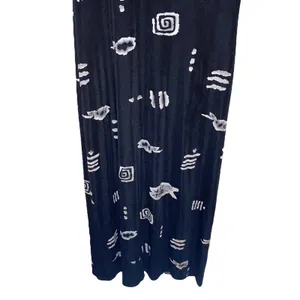 Vintage Black Maxi Dress Abstract‎ Print Short Sleeve Minimalist 90s Grunge thumbnail 4