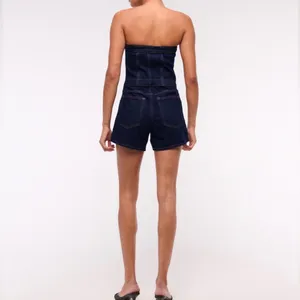 Abercrombie and Fitch Dark Wash Strapless Denim Romper Size M Tall thumbnail 2