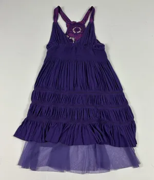 Free People Dress‎ Womens S Purple Halter Smocked Embroidered Short Sundress thumbnail 1