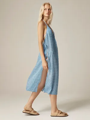 NWT J. Crew Size Medium Side Tie Beach Cover Up Midi Dress Mini Floral Print NEW thumbnail 3