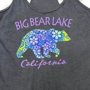 Big Bear Lake California Floral Bear Graphic Racerback Tank Small thumbnail 4
