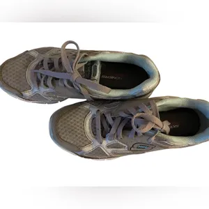 Skechers Flex Sole Memory Foam Grey Green Running Shoes Athletic 8.5 Sneakers thumbnail 3