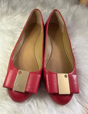 Tory Burch red Chase Ballet Nappa Leather flats size 7.5 leather classy work att thumbnail 1