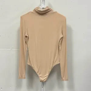 REORIA Women's Ribbed Turtleneck Long Sleeve Bodysuit Beige Size‎ Small 586 thumbnail 2