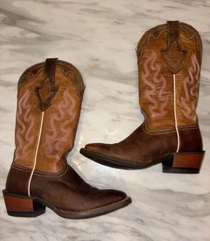 Ariat Quickdraw Western Boots Leather Pink Details Size 6.5 thumbnail 1