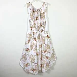 J. Jill White Floral Paisley Apron Sleeveless Midi Maxi Dress Size M thumbnail 3