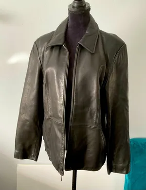 Nice genuine leather jacket 🖤🖤 Black Size L thumbnail 1